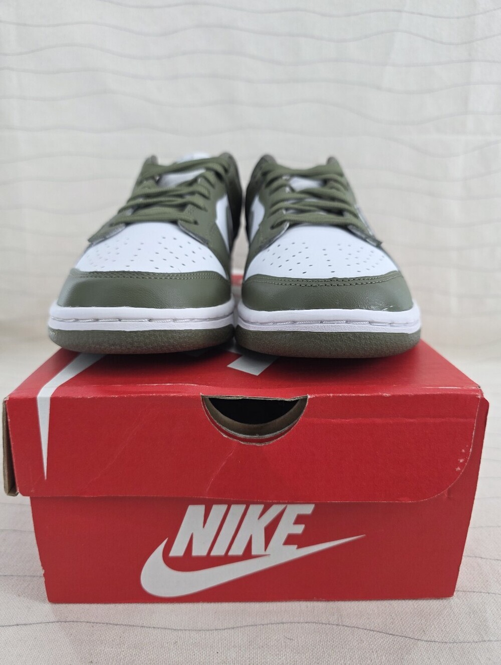Nike Womens Dunk Low White And Medium Olive Sneakers Shoes DD1503-120 Size 7 - Picture 4 of 10